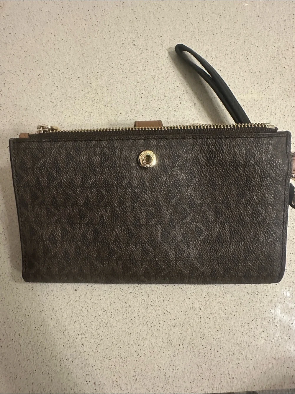 Michael Kors Signature MK Wristlet Wallet – Brown/Tan – Synthetic Materi
